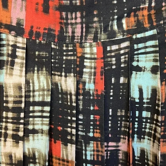 Womens Anthropologie Fynn and Rose Midi‎ skirt abstract print pleated pockets 2 - Picture 2 of 11